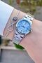 Silver Color Calendar Women's Wristwatch with Blue Cord - 3