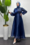 Stone Detailed Organza Fabric Hijab Evening Dress - 3