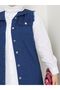 Women's Hijab Vest with Pocket Detail, Stylish, Comfortable Cut, Soft Textured Navy Blue Denim Vest, Hijab Sleeveless Vest Jacket - 2