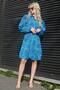 Blue Floral Print Shirt Collar Mini Dress Mg1823 - 4