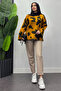 Women's Tie-Dye Patterned Turtleneck Knit Sweater - Orange - 3