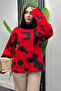 Women's Tie-Dye Patterned Knitwear Sweater - Red - 6