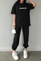 Thatssofetch Printed T-Shirt Sweatpants Jogger - Top and Bottom Sweatpants Set Oversize Crew Neck - 3