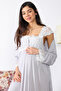 Maternity Nightgown Set with Gray Dressing Gown