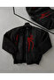 Unisex Long Sleeve Spider Printed Bomber Jacket - Black - 2
