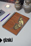 Butterfly Themed Wooden Cover Notebook - Lined Notebook - Agenda - School Notebook (A5 - 120 Pages)