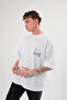 White Unisex Oversize Printed Crew Neck T-Shirt - 2