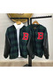 Men's Gingham Pattern Embroidered College Jacket - Khaki - 3