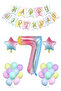 Rainbow Concept 7 Year Old Birthday Party Celebration Set Number And Star Foil Banner And Macaron Balloon