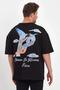 Men's Angel Printed Oversize T-shirt - Black - 4