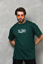 Green Unisex Oversize Crew Neck Printed T-Shirt - 2