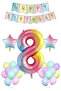 Rainbow Concept 8Th Birthday Party Celebration Set Number and Star Foil Banner and Macaron Balloon