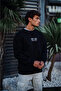 Oversize Crew Neck Three Thread Printed Sweatshirt - Black - 3