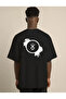 Unisex Crew Neck Printed Oversize T-Shirt - Black - 4