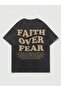 Faith over Fear Printed Organic Booties Cotton Black Unisex T-Shirt - 3