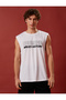 Sleeveless Sports Tank Top Slogan Printed Crew Neck Breathable Fabric - 3