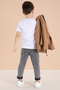 Coffee Zippered Jacket and T-Shirt Boys' 3-Piece Top and Bottom Set 19964 - 5