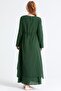 Long Sleeve Sile Cloth Embroidered Antique Long Dress Green Ysl - 2