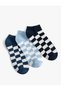 Checkered Set of 3 Booties Socks