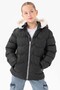 Girl's Water Repellent Black Coat with Thick Fur and Fleece Underwear