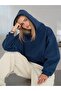 Unisex Oversize Sweatshirt Hoodie Basic Indigo – Hooded, Kangaroo Pocket, 3 Thread Ribbed - 6