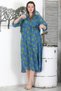 Italian Blue Buttoned Long Sleeve Print Double Pocket Hooded Casual Woven Summer Dress 130 65 - 2