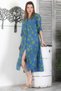 Italian Blue Buttoned Long Sleeve Print Double Pocket Hooded Casual Woven Summer Dress 130 65