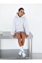 Women's Oversize Sweatshirt Hoodie Basic Gray Melange – Hooded, Kangaroo Pocket, 3 Thread Ribbed - 4