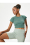Crop Sports T-Shirt Binding Detail Crew Neck Slim Fit - 2