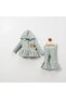Motif Pattern Pocketed Hooded Woven Cardigan and Spanish Leg Set