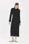 Crew Neck Standard Size Ribbed Look Fit Cut Long Dress - 6