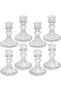 مجموعة من 8 قطع من حاملات الشموع الزجاجية الشفافة تتضمن نمطين من الكريستال والمخطط