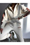 Women's Sleeve Text Detailed Tracksuit Set - 5