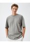 Oversize T-Shirt Back Printed Pocket Detail Embroidered Crew Neck - 3