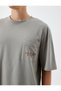 Oversize T-Shirt Back Printed Pocket Detail Embroidered Crew Neck - 5
