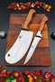 Set of 2 Wooden Meat Bread Stripping Slicer Onion Pita Chef Knife Kitchen Pita Onion Pizza Cutter Cleaver - 5