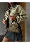 Zenda Model Suede Khaki Women's Hand and Shoulder Bag - 4
