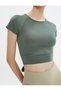 Crop Yoga T-Shirt with Back Tie Detail, Short Sleeve Crew Neck - 5