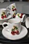 Fenomen Gold Gilded Cherry 4-Piece 2-Person Porcelain Coffee Cup Set - Cherry Embroidered