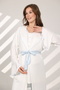 Women's Blue Ruffled Special Design Short Sleeve 100% Cotton Maternity Robe Pajama Set - 6