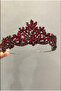 Stylish and Elegant Wedding and Engagement Bridal Crown with Burgundy Crystal Stones - 2