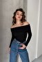 Pack of 3 Madonna Collar Corded Fabric Ribbed Knit Blouse Long Sleeve Flexible Basic Top - 5