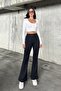 Pack of 2 Flared High Waist Comfortable K Ribbed Knit Leggings Pants - 6