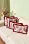 Burgundy Tasseled English Peasants Patterned Decorative 4-Piece Throw Pillow Cover Set - 2