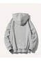 Uni̇Sex Wolf Printed Hooded Sweatshi̇Rt - 4