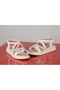Women's Beige Cross Stone Sandals