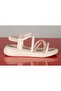 Beige Women's Sandals - Cross Stone Detailed - 5