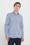 Men's White-Navy 100% Cotton Slim Fit Slim Fit Small Italian Lapel Stripe Shirt - 3