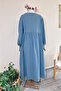 Mo174 Muslin Fabric Turquoise Women's Dress - 4