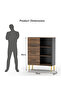 Wooden Chest Drawer with 4 Drawers and 3 Open Shelf Cabinet-Dark Hunton Oak and Black - 5